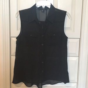 Sheer Sleeveless Black Blouse